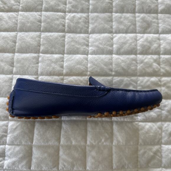 M Gemi Moccasin Womens 40.5 US 9.5 Blue Leather Driving Loafer Classic Preppy - Picture 9 of 14